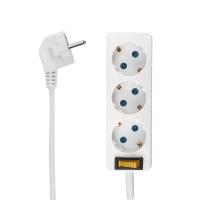 Удлинитель 3 гнезда, 5м, 3х0,75мм², с/з, с кнопкой, белый PROconnect