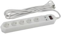 Сетевой фильтр USF-5es-1.5m-USB-W  ЭРА (белый) с заземл, 3x0,75мм2, с выкл, 5гн+2USB, 1.5м