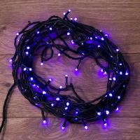Гирлянда Нить управляемая 10м 100 LED ФИОЛЕТОВЫЙ черный ПВХ IP65 свечение с динамикой 230В контроллер в комплекте NEON-NIGHT