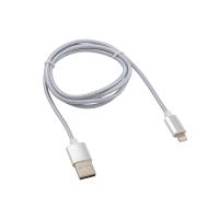 Кабель USB-A – Lightning, 2,4А, 1м, в серебристой нейлоновой оплетке REXANT