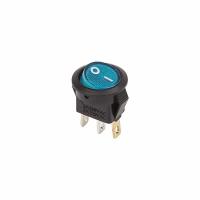 Выключатель клавишный круглый 250В 3А (3с) ON-OFF синий с подсветкой Micro REXANT