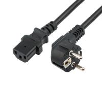 Шнур сетевой, вилка угловая СЕЕ 7/7(Schuko) - разъем IEC 320 C13, кабель 3x1,5 мм², длина 1,5 метра, черный (PVC пакет) REXANT