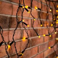 Гирлянда светодиодная Бахрома (Айсикл) 4,8х0,6м 176 LED ТЕПЛЫЙ БЕЛЫЙ черный ПВХ IP65 эффект мерцания 230В нужен блок питания 303-500 NEON-NIGHT