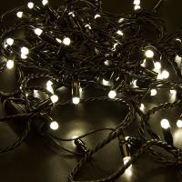 Гирлянда светодиодная Нить 10м 100 LED ТЕПЛЫЙ БЕЛЫЙ черный ПВХ IP65 постоянное свечение 230В соединяется нужен блок 303-500 NEON-NIGHT