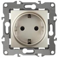 12-2102-04 ЭРА Розетка 2P+E Schuko со шторками, 16АХ-250В, Эра12, шампань