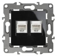12-3108-06 ЭРА Розетка информационная двойная 2XRJ45, Эра12, чёрный
