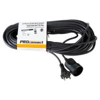 Удлинитель-шнур ПВС 2х0,75, 20м, б/з, 6А, 1300Вт, IP20, черный (Сделано в России) PROconnect