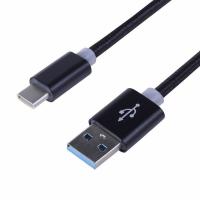 Кабель USB-A – Type-C, 2,4A, 1м, в серебрянной нейлоновой оплетке REXANT