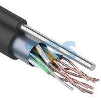 Кабель витая пара F/UTP, CAT 5e, PE, 4PR, 24AWG, OUTDOOR, SOLID, черный, с тросом, 305м PROconnect