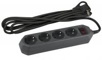 USF-M-4es-1.5m-B ЭРА (черный) с заземл, 3x0,75мм2, с выкл, 4гн, 1.5м (20/800)