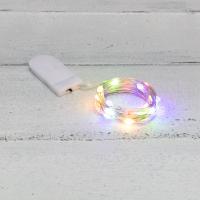 Гирлянда светодиодная Роса с крупными каплями 2м, 20LED, МУЛЬТИКОЛОР, IP20, тонкий батарейный блок, 2хCR2032 в комплекте NEON-NIGHT