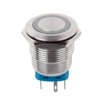 Кнопка антивандальная Ø 22 12В(LED) Б/Фикс (5с) OFF-(ON)/ON-(OFF) подсв./зеленая REXANT