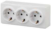 11-2209-01 ЭРА Розетка 3х2P+E Schuko со шторками, 16АХ-250В, ОУ, Эра Эксперт, белый (6/60/1200)