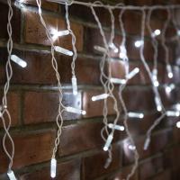 Гирлянда светодиодная Бахрома (Айсикл) 2,4х0,6м 88 LED БЕЛЫЙ белый ПВХ IP65 эффект мерцания 230В нужен блок 303-500-1 NEON-NIGHT