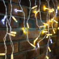 Гирлянда светодиодная Бахрома (Айсикл) 4,8х0,6м 176 LED ТЕПЛЫЙ БЕЛЫЙ белый ПВХ IP65 эффект мерцания 230В нужен блок 303-500-1 NEON-NIGHT