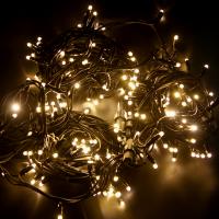 Гирлянда светодиодная Нить 20м 200 LED ТЕПЛЫЙ БЕЛЫЙ черный каучук IP67 эффект мерцания 24В соединяется NEON-NIGHT нужен транс-ор 531-100/531-311/531-312