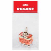 Тумблер 250V 15А (6c) ON-OFF-ON двухполюсный  (KN-203)  REXANT Индивидуальная упаковка 1 шт