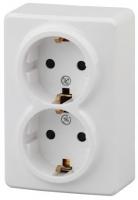 11-2206-01 ЭРА Розетка 2х2P+E Schuko со шторками, 16АХ-250В, ОУ, Эра Эксперт, белый (12/120/1920)