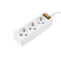 Удлинитель 3 гнезда, 10м, 3х0,75мм², с/з, с кнопкой, белый PROconnect