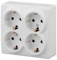 11-2211-01 ЭРА Розетка 4х2P+E Schuko со шторками, 16АХ-250В, ОУ, Эра Эксперт, белый (8/80/1280)