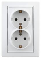 1-205-01 Intro Розетка 2X2P+E Schuko, 16А-250В, IP20, СУ, Plano, белый (10/100/1200)