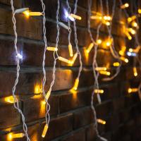 Гирлянда светодиодная Бахрома (Айсикл) 4,8х0,6м 176 LED ЖЕЛТЫЙ белый ПВХ IP65 эффект мерцания 230В нужен блок 303-500-1 NEON-NIGHT