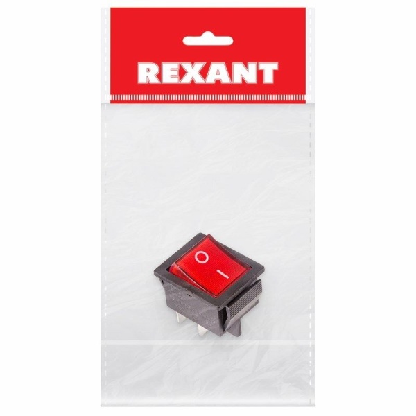 Выключатель клавишный 250В 16А (4с) ON-OFF красный с подсветкой (1 шт/уп) REXANT