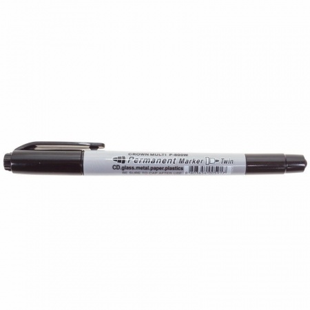 Маркер перманентный двухсторонний Multi Marker Twin 2мм/1мм, черный, пулевидный Crown