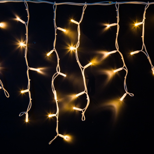 Гирлянда светодиодная Бахрома (Айсикл) 4,0х0,6м 128 LED ТЕПЛЫЙ БЕЛЫЙ белый каучук 3,3мм IP67 эффект мерцания 230В нужен блок 315-001 NEON-NIGHT