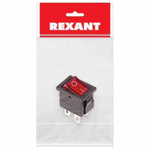 Выключатель клавишный 250В 6А (4с) ON-OFF красный с подсветкой Mini (1 шт/уп) REXANT