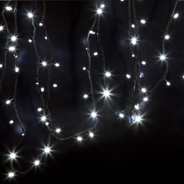 Гирлянда светодиодная Нить 20м 200 LED БЕЛЫЙ черный ПВХ IP65 постоянное свечение 24В соединяется NEON-NIGHT трансформатор в комплекте