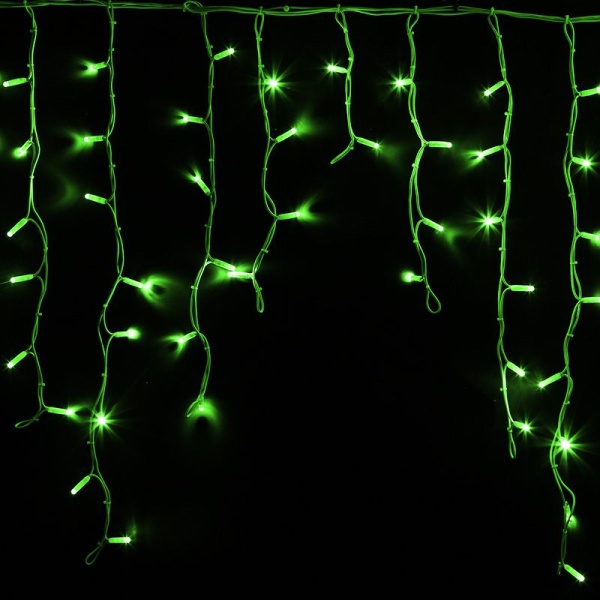 Гирлянда светодиодная Бахрома (Айсикл), 5,6x0,9м, 240 LED ЗЕЛЕНЫЙ, белый КАУЧУК IP67, постоянное свечение, 230В NEON-NIGHT