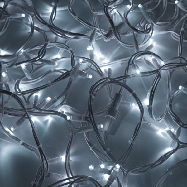 Гирлянда светодиодная Нить 20м 200 LED БЕЛЫЙ белый каучук IP67 постоянное свечение 24В соединяется NEON-NIGHT нужен трансформатор 531-100/531-311/531-312
