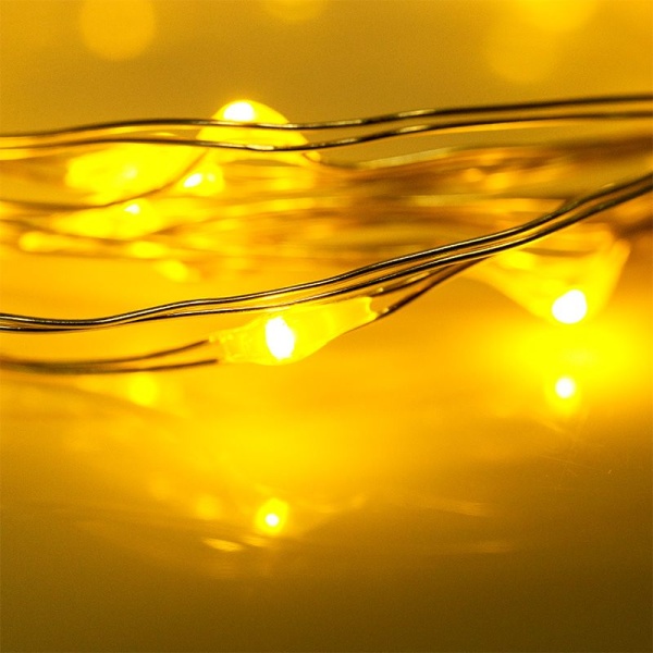 Гирлянда светодиодная Роса 2м, 20LED, ЖЕЛТЫЙ, IP20, тонкий батарейный блок, 2хCR2032 в комплекте NEON-NIGHT