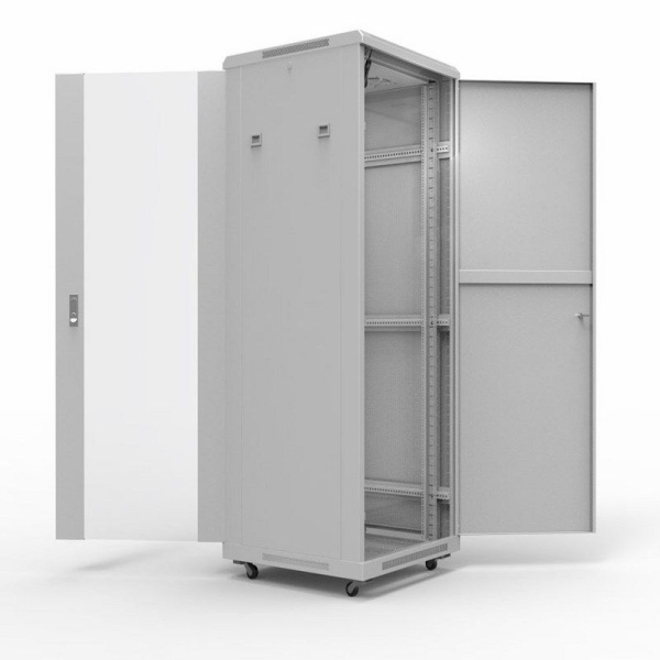 Шкаф напольный 19" 32U 600х1000мм, передняя дверь стекло, задняя дверь металл, RAL 7035 REXANT