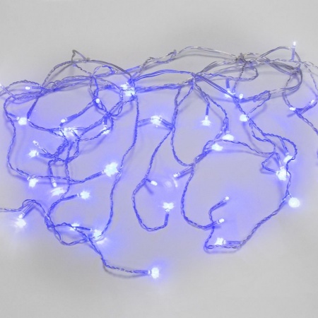 Гирлянда Бахрома (Айсикл), 1,8х0,5м, 48 LED СИНИЕ, прозрачный ПВХ, IP20, свечение с динамикой, 230В, не соединяется
