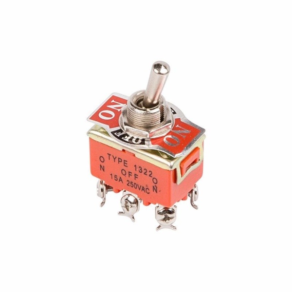 Тумблер 250V 15А (6c) ON-OFF-ON двухполюсный  (KN-203)  REXANT (в упак. 1шт.)