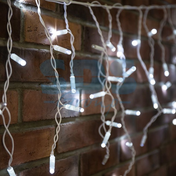 Гирлянда светодиодная Бахрома (Айсикл) 4,8х0,6м 176 LED БЕЛЫЙ белый ПВХ IP65 эффект мерцания 230В нужен блок 303-500-1 NEON-NIGHT