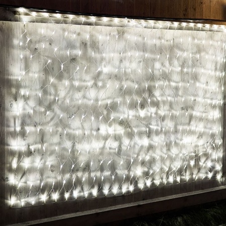 Гирлянда светодиодная Сеть 2х1,5м 288 LED БЕЛЫЙ прозрачный ПВХ IP65 свечение с динамикой 230В блок в комплекте NEON-NIGHT