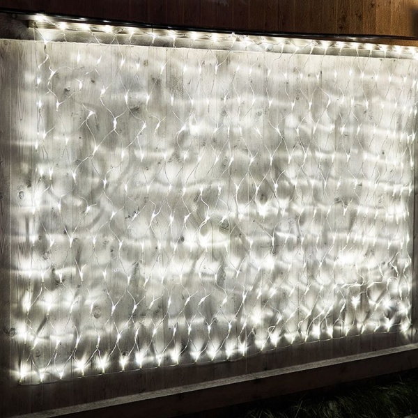 Гирлянда светодиодная Сеть 2х1,5м 288 LED БЕЛЫЙ прозрачный ПВХ IP65 свечение с динамикой 230В блок в комплекте NEON-NIGHT