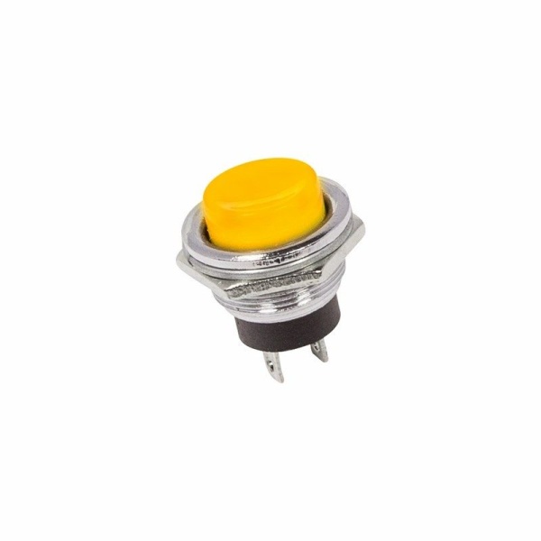 Выключатель-кнопка металл 250V 2А (2с) OFF-(ON) Ø16.2 желтая (RWD-306) REXANT