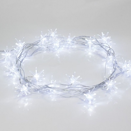 Гирлянда светодиодная Снежинки 20 LED БЕЛЫЕ 2,8 метра