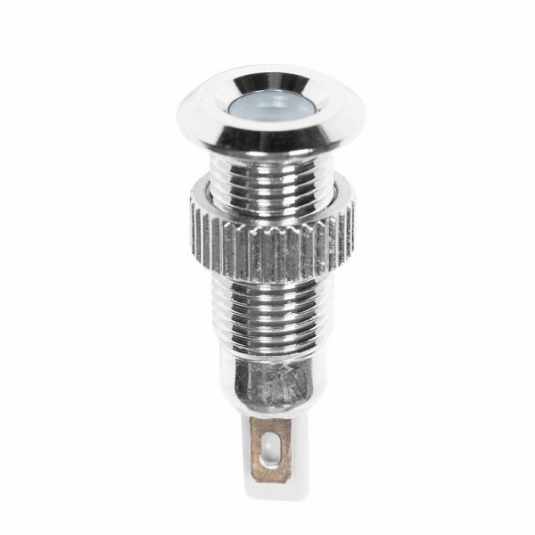Индикатор металл Ø8 12В белый LED (GQ8F-D)  REXANT