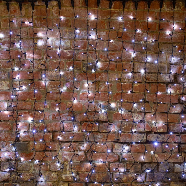 Гирлянда светодиодная Занавес 2х3м 600 LED БЕЛЫЙ черный ПВХ IP65 эффект мерцания 230В нужен блок 303-500 NEON-NIGHT