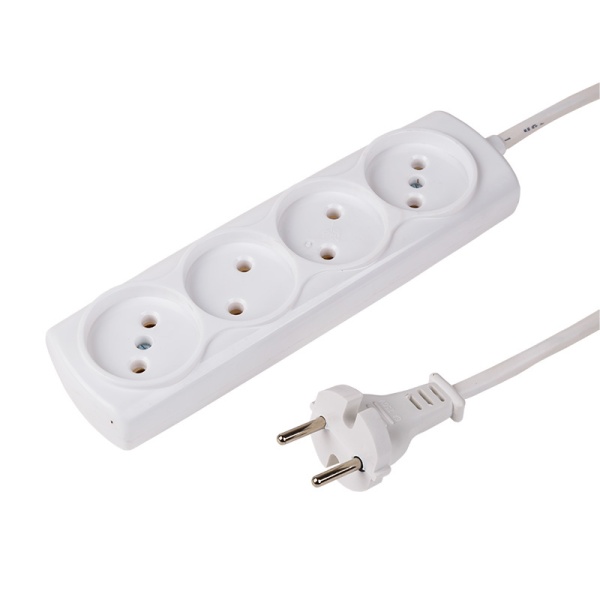 Удлинитель OPTIMA 4 гнезда, 5м, 2х0,75мм², б/з, белый PROconnect
