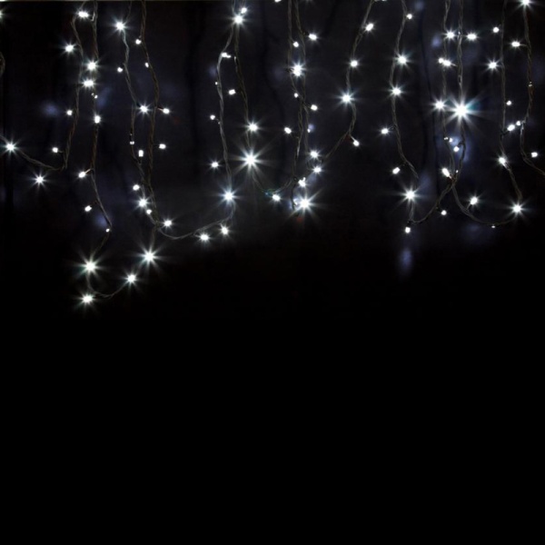 Гирлянда светодиодная Нить 20м 200 LED БЕЛЫЙ черный каучук IP67 эффект мерцания 24В соединяется NEON-NIGHT нужен трансформатор 531-100/531-311/531-312