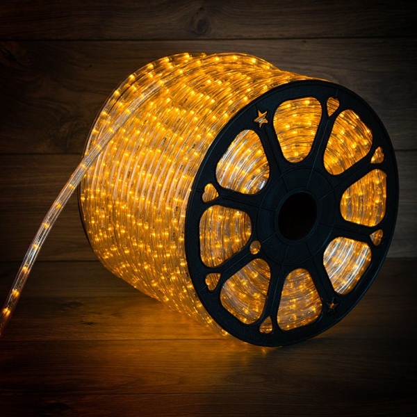Дюралайт LED двухжильный 230В 13мм 36 LED/м ЖЕЛТЫЙ постоянное свечение модуль 1м бухта 100м NEON-NIGHT