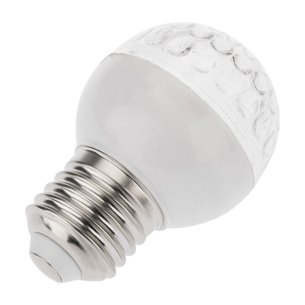 Лампа светодиодная, диаметр 50мм, E27, 9 LED, 1Вт, ЗЕЛЕНЫЙ, прозрачная колба, 230В NEON-NIGHT