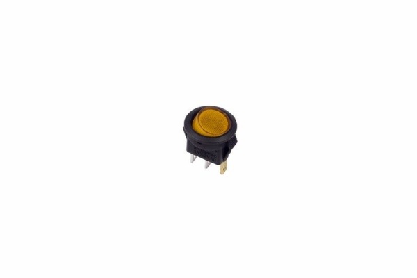 Выключатель клавишный круглый 250В 3А (3с) ON-OFF желтый с подсветкой Micro REXANT