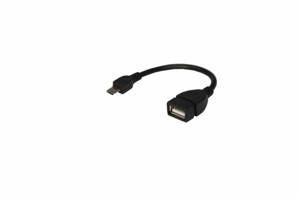 Кабель USB OTG, шт. micro USB – гн. USB-A, 2,4A, 0,15м, ПВХ, черный REXANT